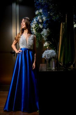 vestido azul para festa
