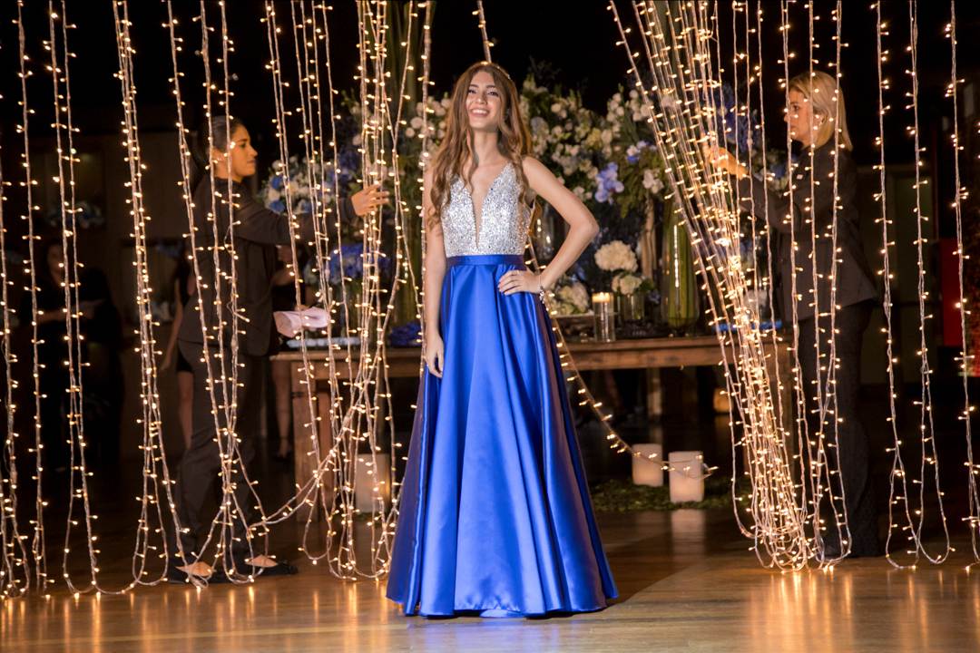 vestido azul longo