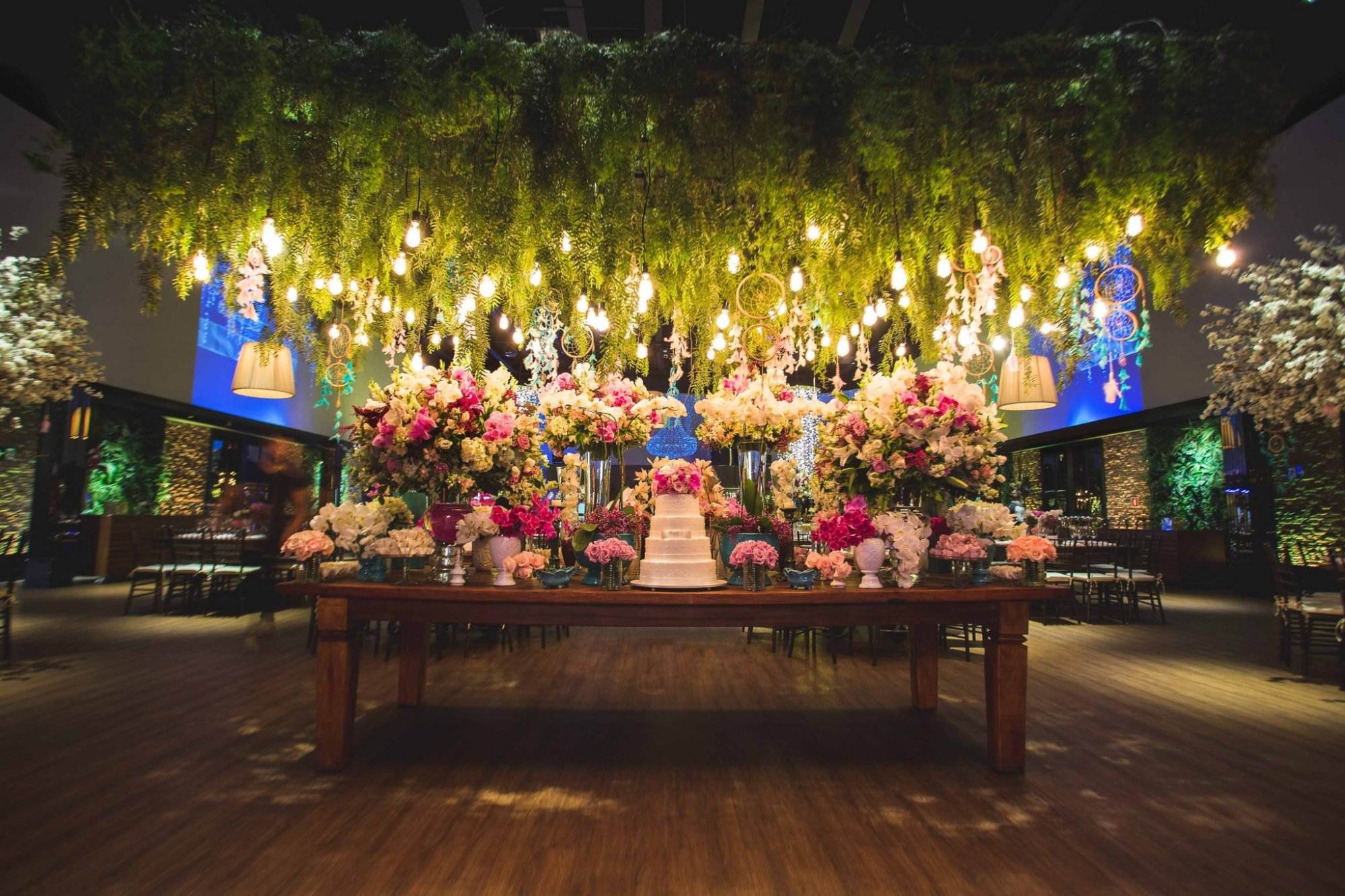 mesa de doces rosa
